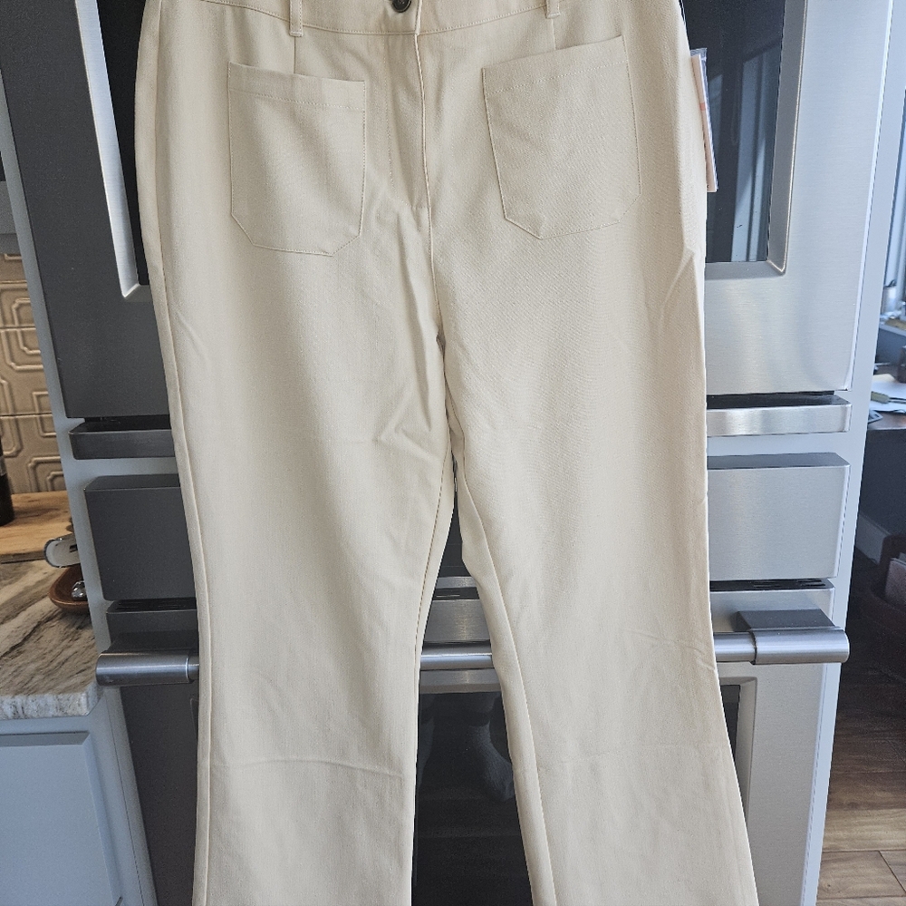 Nanette Lepore Cream Trousers with Button Accent - Picture 2 of 10